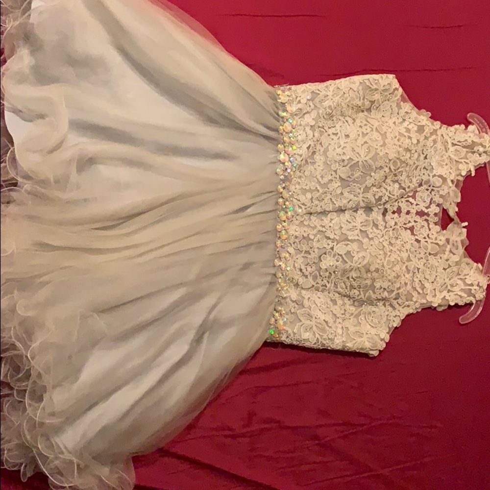 Silver corset beaded dress